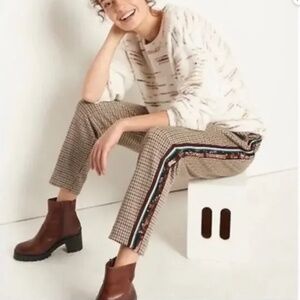 Anthropologie Maeve Brown Checkered Cropped Pants